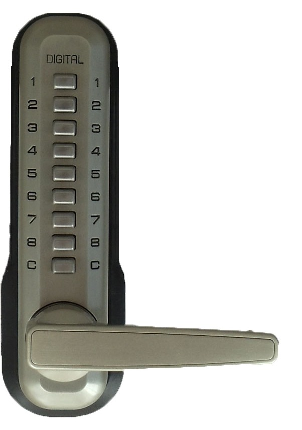 Lockey 7055 Keyless Mechanical Digital Spring Latch Door Lock Satin Nickel